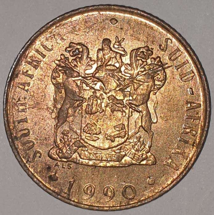 1990 - 2 CENT COIN (TWO CENT COIN) - RSA - BRONZE - KM#83 - BILINGUAL LEGEND - WILDEBEEST